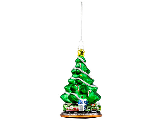 Lionel Silver Bell Express Blown Glass Tree Ornament