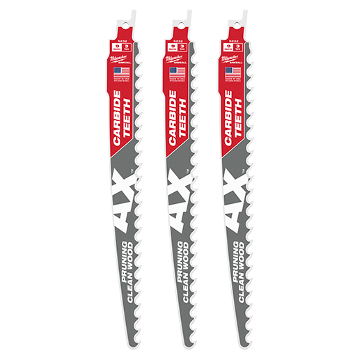 9" 3 TPI The AX with Carbide Teeth for Pruning & Clean Wood SAWZALL Blade 3PK