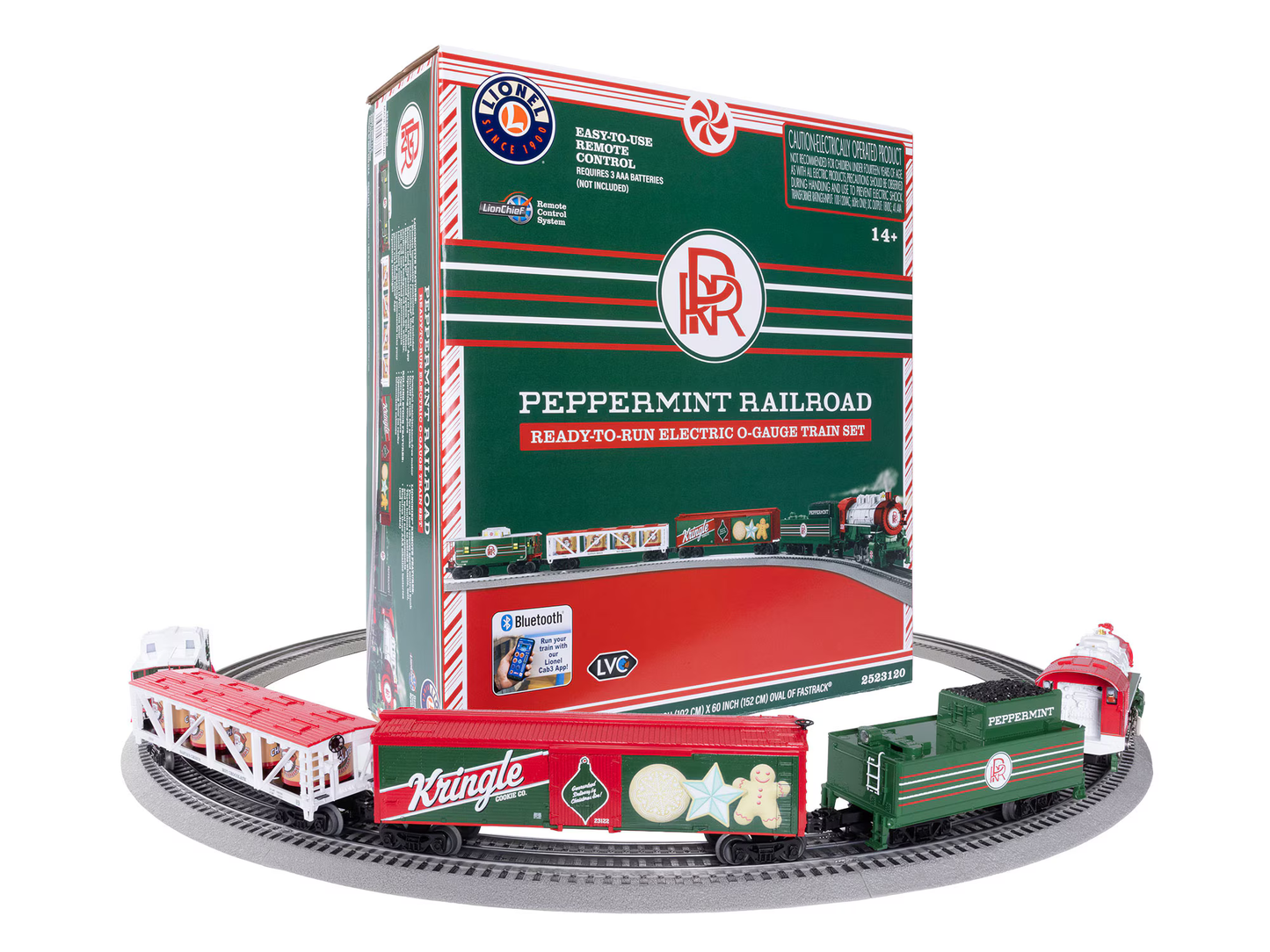 Lionel Peppermint Railroad 0-8-0 Christmas Freight LionChief Set with Bluetooth 5.0